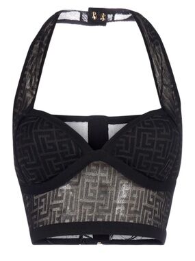 NWT BALMAIN LARGE CROP TOP BLACK 42 (US 10-12)
